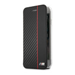 M Collection // Red Stripe Hard Case Wallet // Black // iPhone 7/8 (Black + Navy Stripe)