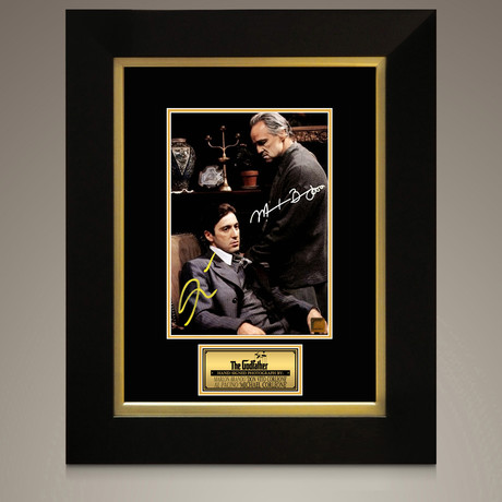 Godfather // Marlon Brando + Al Pacino Signed Photo // Custom Frame