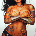 Wonder Woman Tattoo // Gal Gadot + Nathan Szerdy Signed Promotion Art Photo // Custom Frame