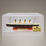 Titanic // Celine Dion + James Cameron + Leonardo Dicaprio + Kate Winslet Signed Rms Titanic Replica + Custom Museum Display (Signed Titanic Only)