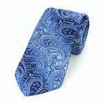 Silk Neck Tie + Gift Box // Metal Blue Paisley
