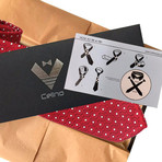 Silk Neck Tie + Gift Box // Red + White Dots