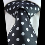 Silk Neck Tie + Gift Box // Black + White Polka Dot