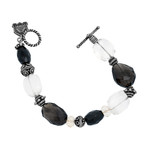 Vintage Mario Buccellati Silver Fume Crystal Rocca Crystal Bracelet // Chain: 8"