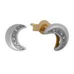 Vintage Banco Oro 18k Yellow Gold + 18k White Gold Diamond Earrings