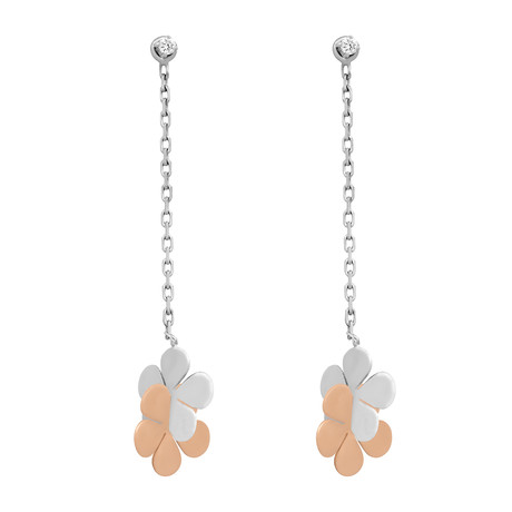 Vintage Comete Gioelli 18k Yellow Gold + 18k White Gold Diamond Earrings