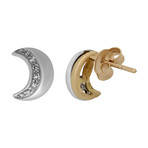 Vintage Banco Oro 18k Yellow Gold + 18k White Gold Diamond Earrings