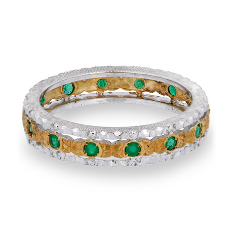 Vintage Mario Buccellati 18k Yellow Gold + 18k White Gold Emerald Ring // Ring Size: 7