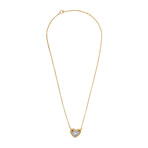 Vintage Christian Dior 18k Yellow Gold + 18k White Gold Heart Motif Pendant Necklace // Chain: 17"