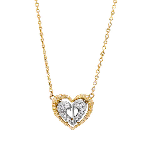 Vintage Christian Dior 18k Yellow Gold + 18k White Gold Heart Motif ...