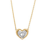 Vintage Christian Dior 18k Yellow Gold + 18k White Gold Heart Motif Pendant Necklace // Chain: 17"