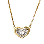 Vintage Christian Dior 18k Yellow Gold + 18k White Gold Heart Motif Pendant Necklace // Chain: 17"