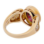 Vintage Tasaki 18k Yellow Gold Garnet + Diamond Ring // Ring Size: 6