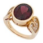 Vintage Tasaki 18k Yellow Gold Garnet + Diamond Ring // Ring Size: 6