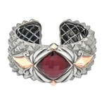 Vintage Stephen Webster Sterling Silver + 18k Rose Gold SuperStud Rasberry Crystal Haze Cuff Bracelet // Bracelet: 6.5"