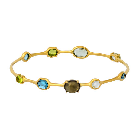 Vintage Ippolita 18k Yellow Gold Rock Cand Gelato Stone Bangle Bracelet II // Bracelet: 8"