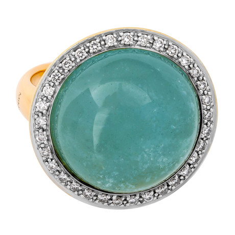Vintage MiMi Milano 18k Rose Gold Aquamarine Diamond Ring // Ring Size: 6.5