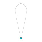 Vintage Stephen Webster 18k White Gold Deco Haze Turquoise Diamond Pendant Necklace // Chain: 15.5"