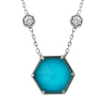 Vintage Stephen Webster 18k White Gold Deco Haze Turquoise Diamond Pendant Necklace // Chain: 15.5"