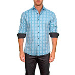 Oswaldo Long-Sleeve Button-Up Shirt // Turquoise (M)