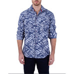 Jake Long-Sleeve Button-Up Shirt // Blue (M)