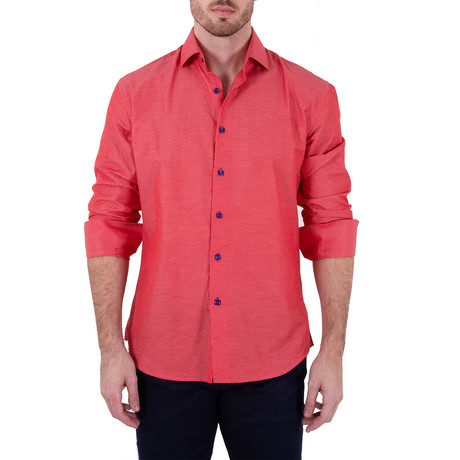 Davidson Long-Sleeve Button-Up Shirt // Red (XS)