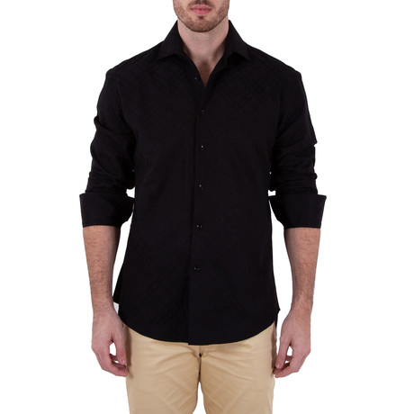Adam Long-Sleeve Button-Up Shirt /Black (XS)