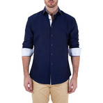 Roger Long-Sleeve Button-Up Shirt // Navy (S)