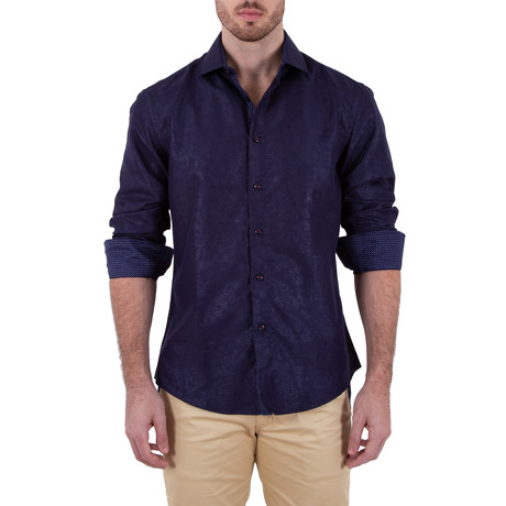 Edison Long-Sleeve Button-Up Shirt // Navy (XS)