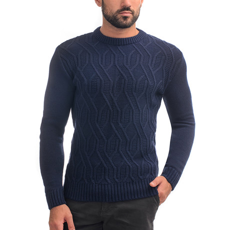 Elbow Patch Wool Sweater // Navy (S)