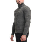 Wool Geometric Polo Neck // Dark Gray (XL)