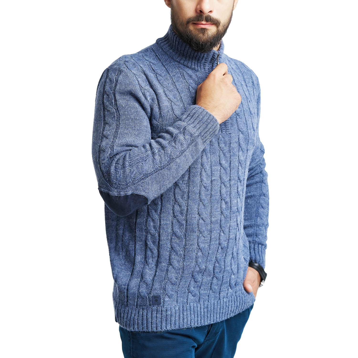 Wool Quarter-Zip Sweater // Denim (M) - fashion atlas - Touch of Modern