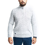 Wool Quarter-Zip Sweater // Light Gray (S)