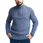 Wool Quarter-Zip Sweater // Denim (M)