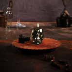 Brass Concrete Skull Candle (Orient Wood)