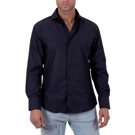 Miles Long-Sleeve Button-Up Shirt // Black (XS)