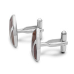 Stainless Steel + Mahogany Coat Of Arms Cufflinks