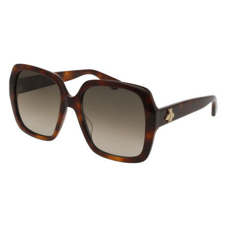 GG0096S-002-54 Sunglasses // Havana + Brown Gradient