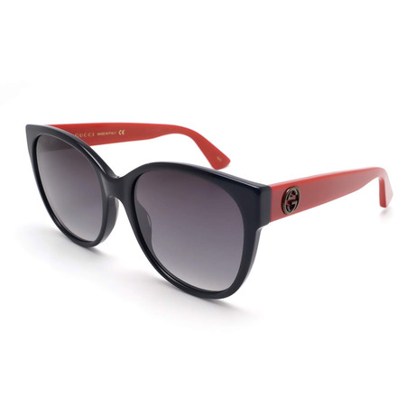 GG0097S-005-56 Sunglasses // Black + Red + Gray Gradient