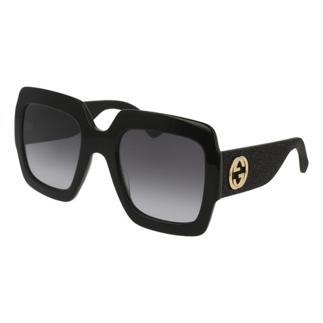 GG0102S-001-54 Sunglasses // Black + Gray Gradient