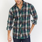 Blanc // Checkered Button Up // Black + Green (X-Large)