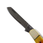 Damascus Folding Knife // Clip, Sheepfoot + Spey