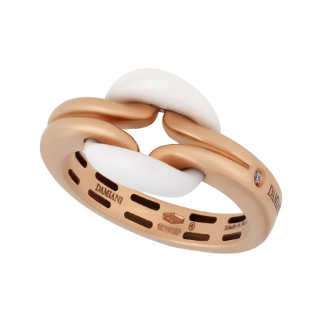 Damiani D. Lace 18k Rose Gold Diamond + Agate Ring // Ring Size: 6
