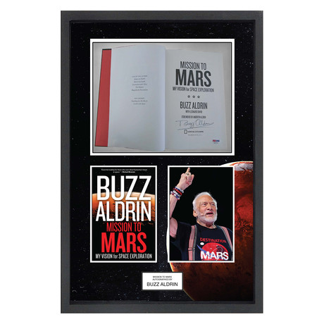 Framed Autographed Book Collage // Buzz Aldrin