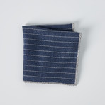 Textured Striped Pocket Square // Blue + Gray