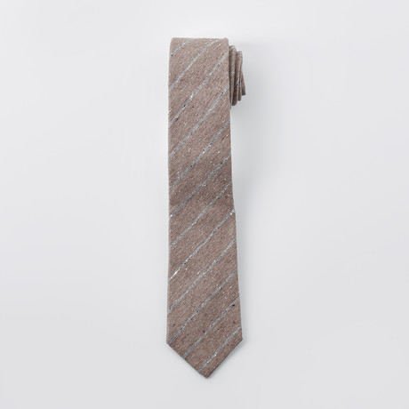 Striped Slim Tie // Tan + Gray