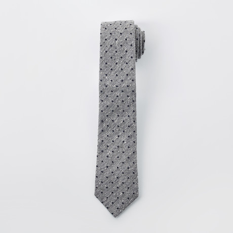 Dotted Slim Tie // Gray + Blue