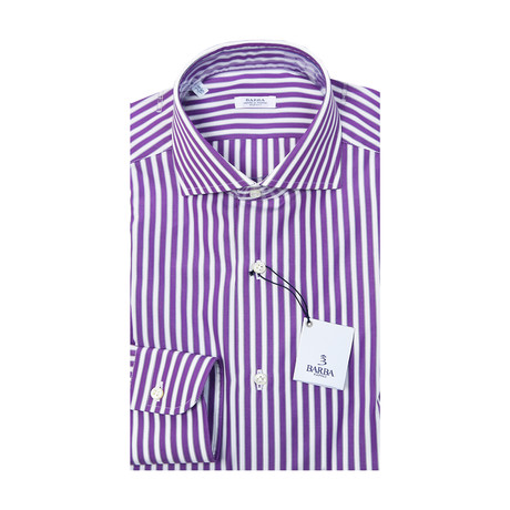 Classic Striped Dress Shirt // Purple + White (US: 15R)