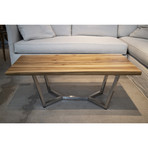 Kali // Cipher Coffee Table in Teak // Stainless Steel (48"L x 24"W x 18"H)