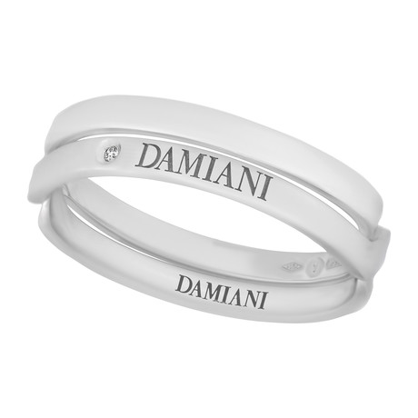 Damiani Abbraccio 18k White Gold Diamond Crisscross Ring // Ring Size: 9